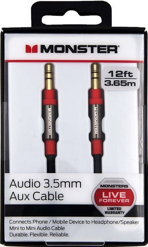 Monster® 3.5mm Male to Male Auxiliary Stereo Audio Cable 12ft