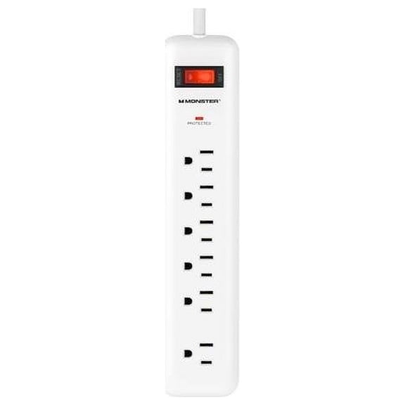 Monster 3001096 4 ft. 6 Outlets Power Strip with Surge Protection, White