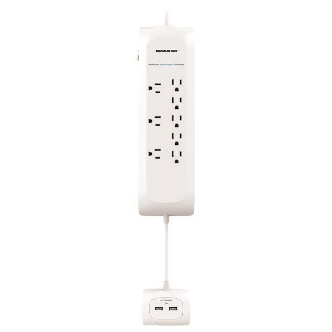 Monster 3001107 Just Power It Up 4 ft. 8 outlets Power Strip with Surge Protection, White