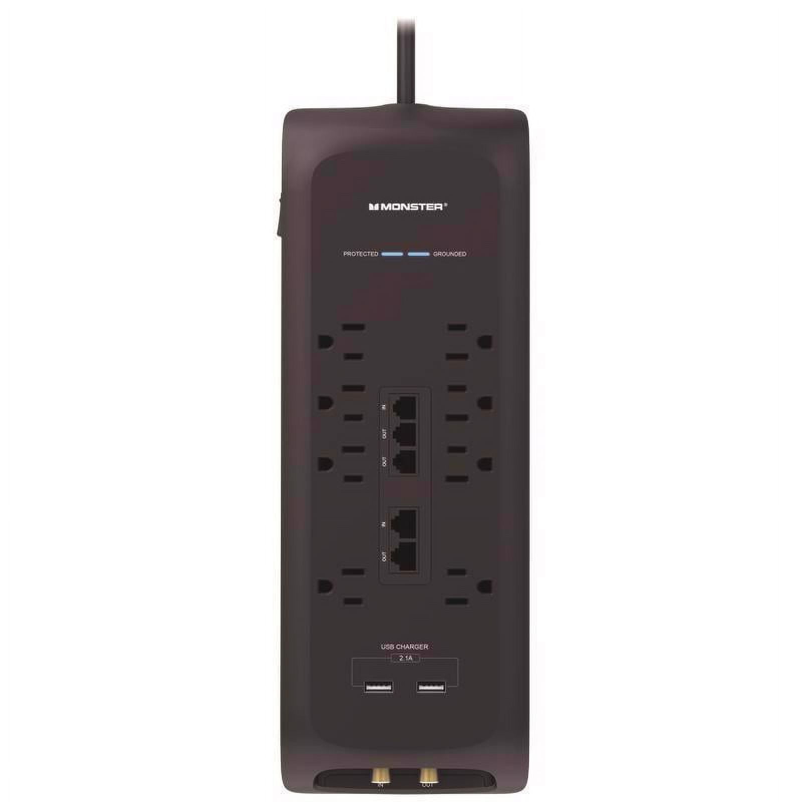Monster 6 ft. Black 8-Outlet Surge Protector with USB Ports