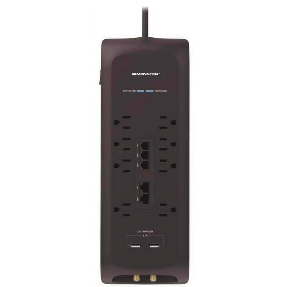 Monster 3001109 6 ft. 8 Outlets Power Strip with Surge Protection, Black