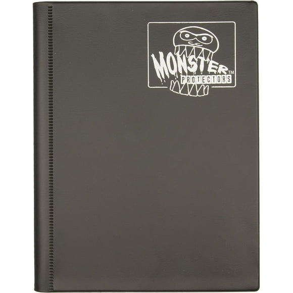 Monster 4 Pocket Trading Card Binder - Matte Black Album, Anti-Theft & Anti-Drop TCG Protection w Side Loading Padded Pockets, Double Sided, Holds 160 Cards, For Sports, Gaming, Kpop