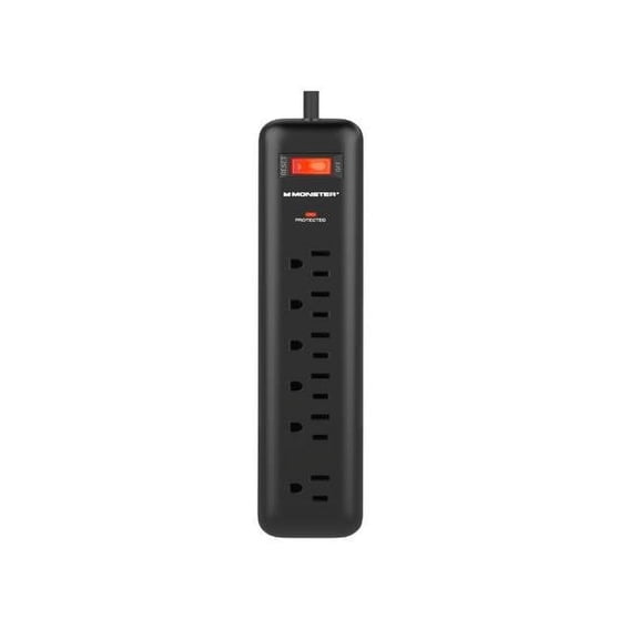 Monster 4 ft. 6 Outlets Power Strip with Surge Protection, Black