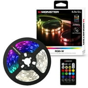 Monster 6.5ft Multi-Color Indoor LED Light Strip, Multi-White, USB Plug, Remote, Corded Electric