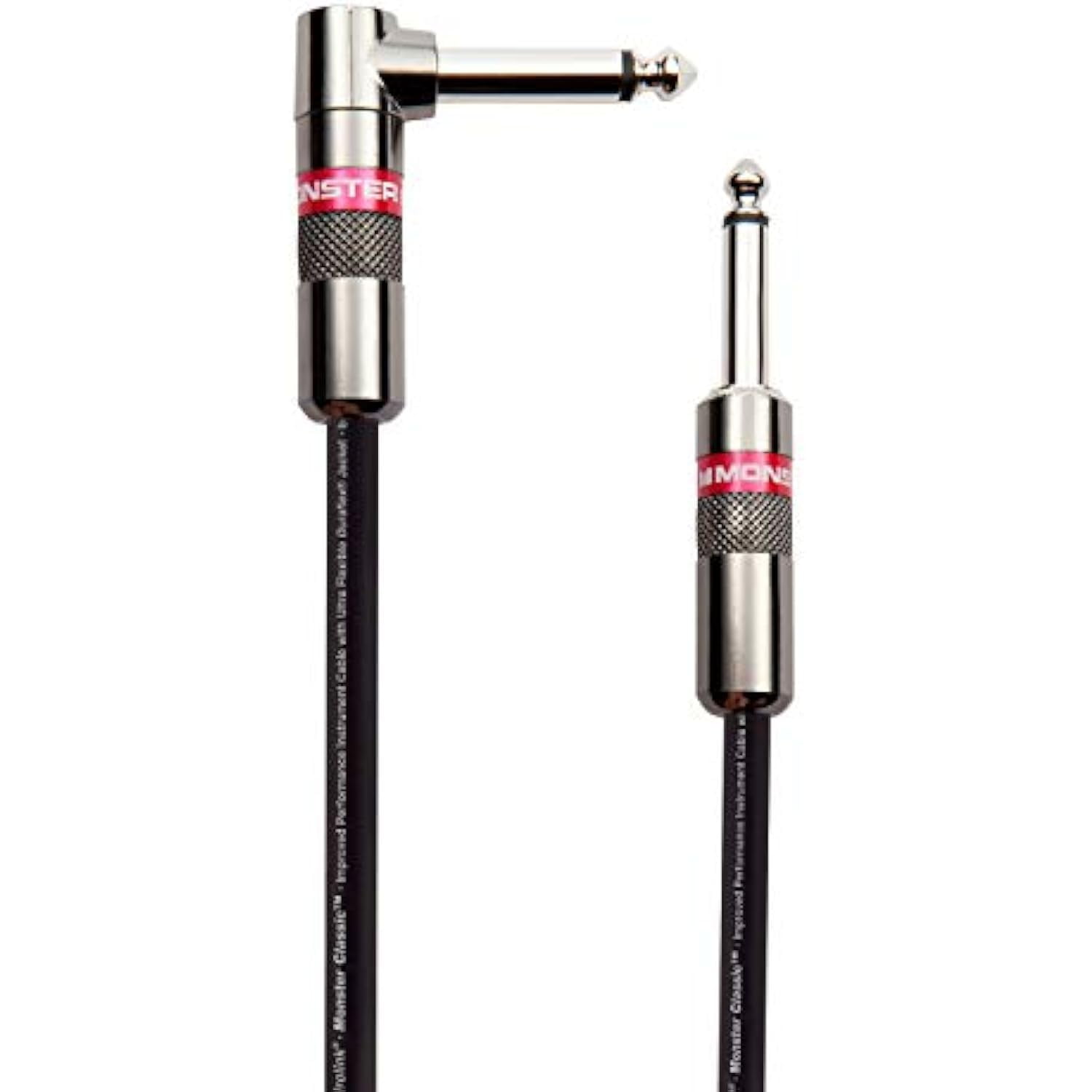 Monster 600495-00 Prolink Monster Classic 1/4" Instrument Cable. 12 ft - Right Angle to Straight