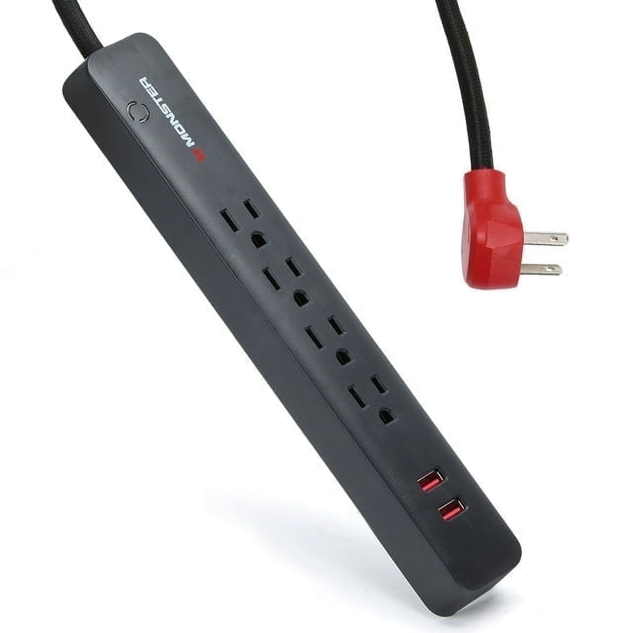Monster Surge Protector, 4 Grounded Outlets, 2 USB Ports, 600 Joules, 6FT Nylon Braided Extension Cord