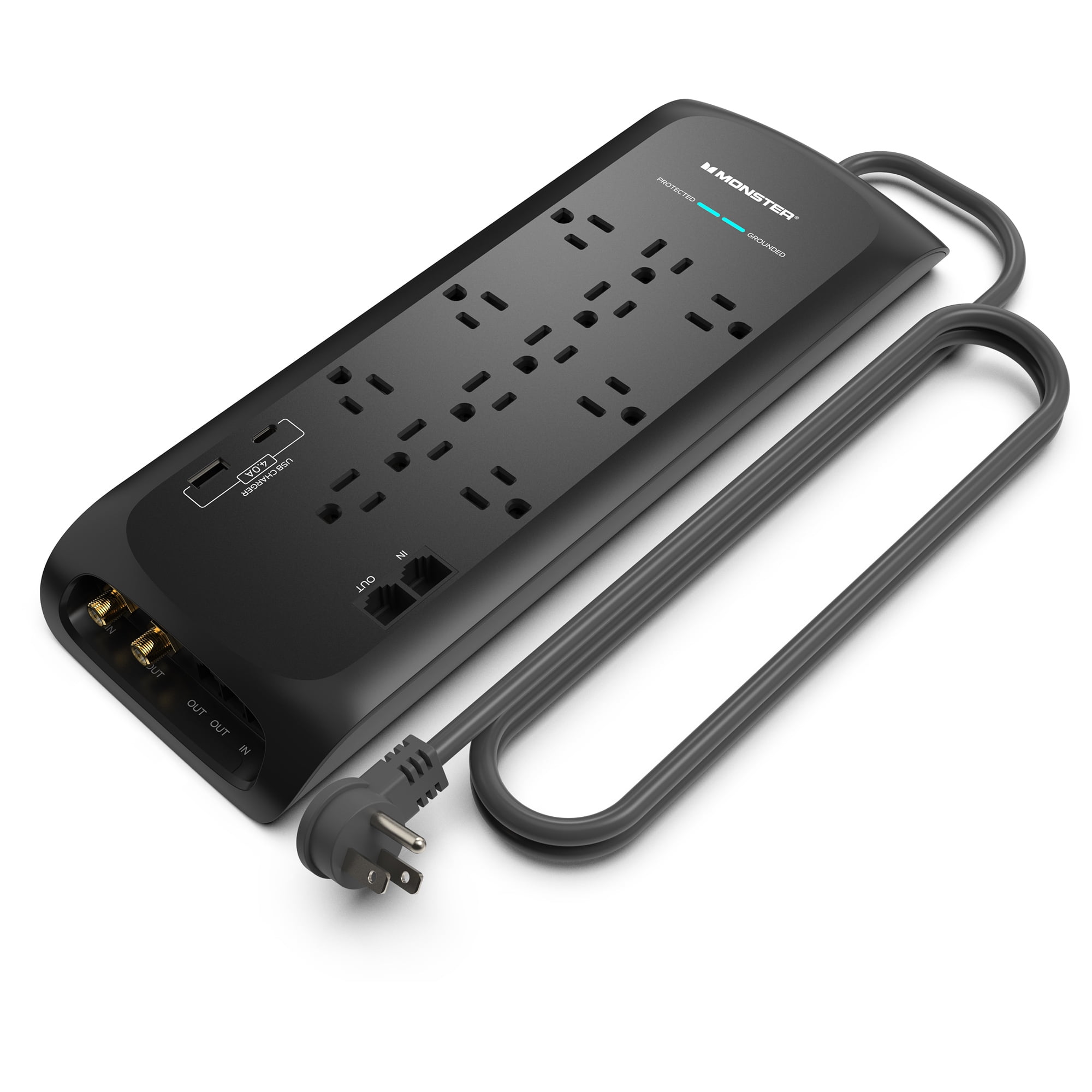 Monster 5007 Gauge 6' Black 12 Outlet Extension Cord