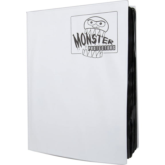Monster 9 Pocket Matte White Trading Card TCG Mega Binder w 40 Pages- Twice as Large- Hard Cover Album Holds 720 Cards- Anti-Theft Side Loading Pockets- Best Storage Case MTG Magic
