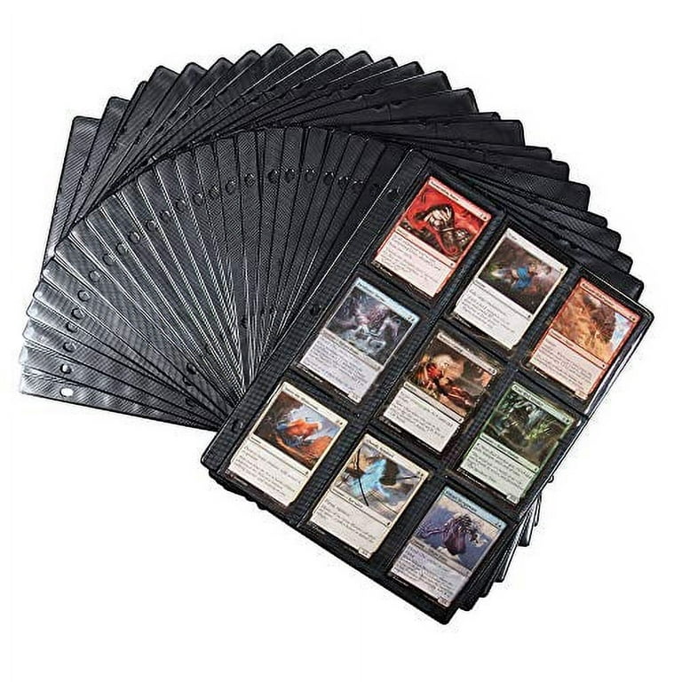Monster 9 Pocket Trading Card Album Pages 25 Pack - Extra Strong Pockets-  Fits Standard 3-Ring Binders w Anti-Theft Side-Loading Protector Sheets-  for Yugioh, Magic, Pokemon, MTG Card 