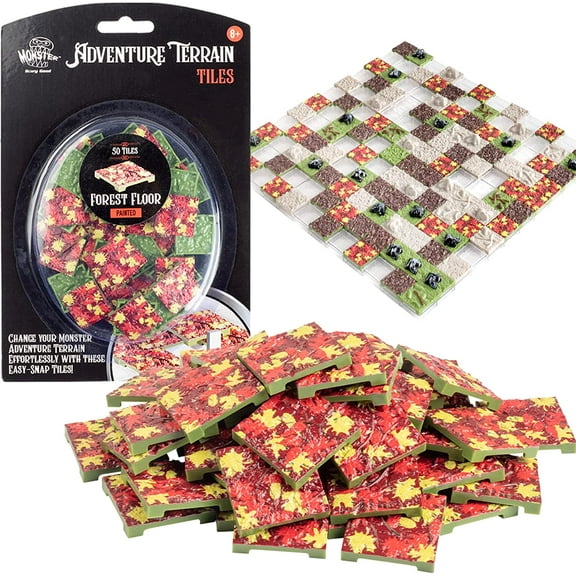 Monster Adventure Terrain- 50pc Forest Floor Tile Expansion Pack- Painted 1x1 Tile Set- Amazing Table Top Terrain in Minutes- Customize Your D&D and Pathfinder Dungeons Your Way - Great Gift Idea
