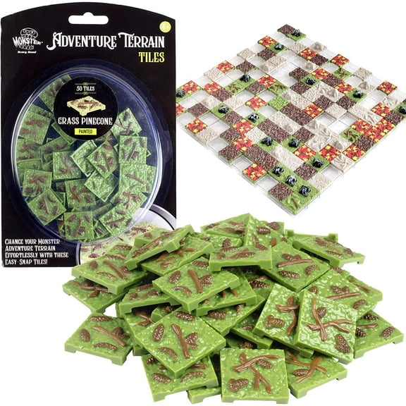 Monster Adventure Terrain 50pc Grass Pinecone Tile Pack - Hand-Painted 1" x1" Tile Set- Creates Amazing Table Top Terrain in Minutes- Customize Your D&D & Pathfinder Dungeons
