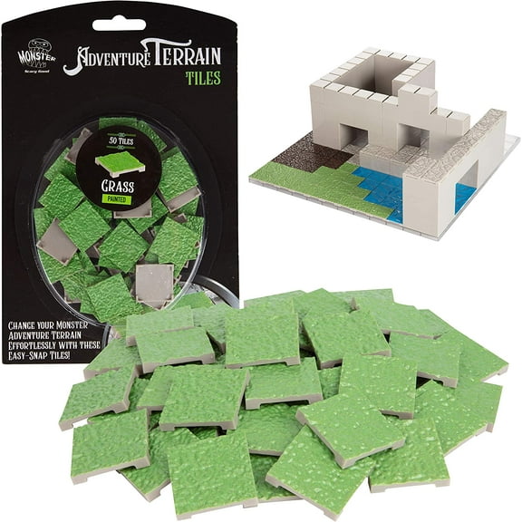 Monster Adventure Terrain- 50pc Grass Tile Expansion Pack- Hand-Painted 1x1" Tile Set- Easy Snap Creates Amazing Tabletop Terrain in Minute- Customize Your D&D and Pathfinder Dungeons Your Way