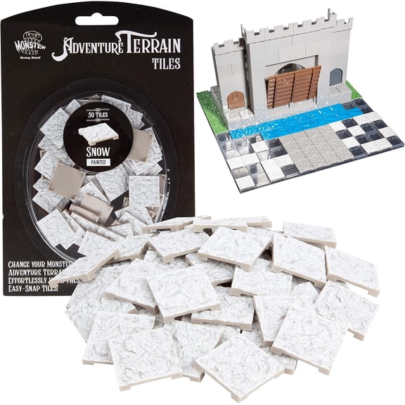 Monster Adventure Terrain- 50pc Snow Tile Expansion Pack- Hand-Painted 1x1 Tile Set- Easy Snap Creates Amazing Tabletop Terrain in Minute- Customize Your D&D and Pathfinder Dungeons Your Way