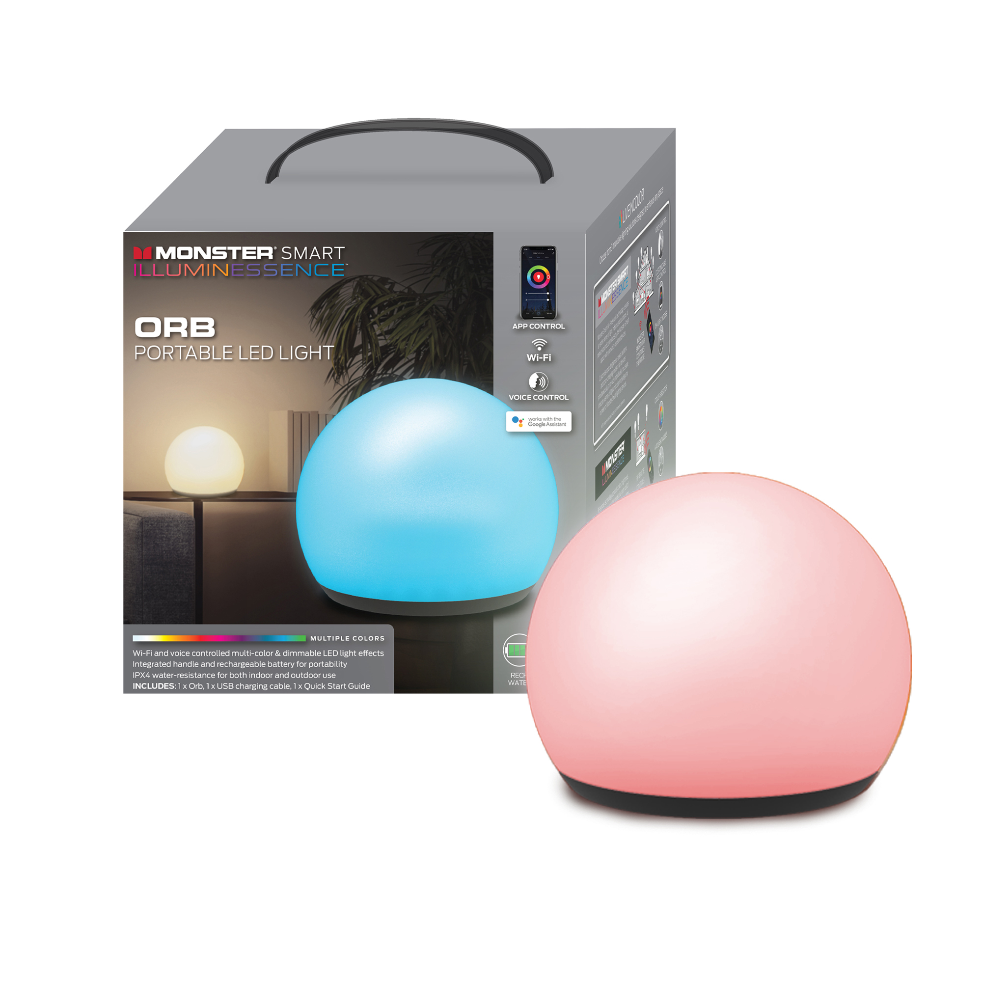 Monster All Weather Indoor/Outdoor Smart Multi-Color Portable LED Light Orb 