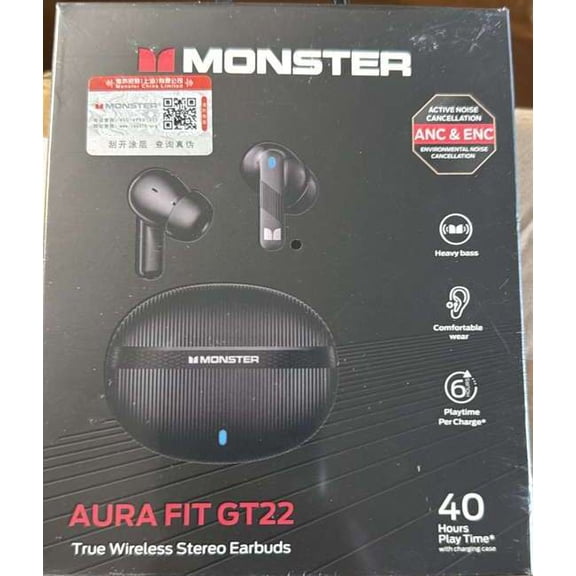 Monster Aura Fit GT22 True Wireless Earphones Black