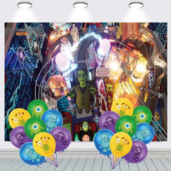 Monster Bash Banner Wall Decor Party Decorations Balloons Taspestry Backdrop Background Poster Decor Supplies
