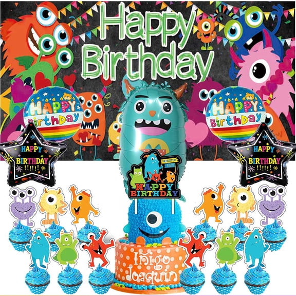 Monster Bash Supplies Plates Decoration Backdrop Banner Birthday Decor Tableware Fans Balloons