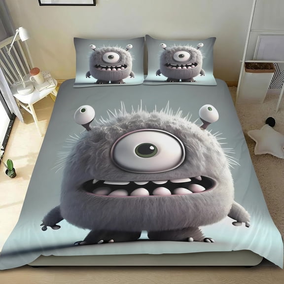 Monster Bash Themed Bed Sheet Set Three Piece Set 53x79 Inches Comfortable And Skin Friendly Unique Design Creating A Star Studded Night