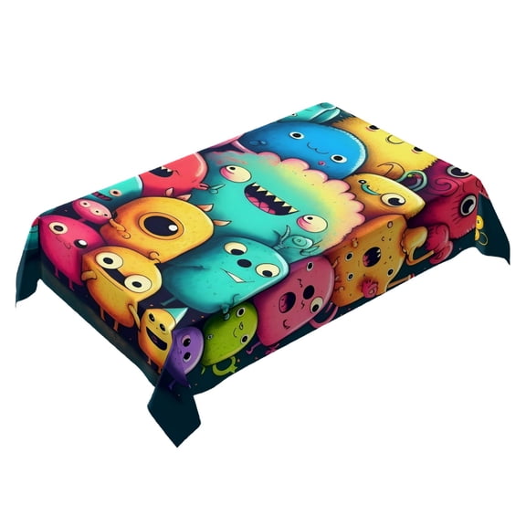 Monster Bash Themed Square Tablecloth 54 * 72 Inches Durable Stylish