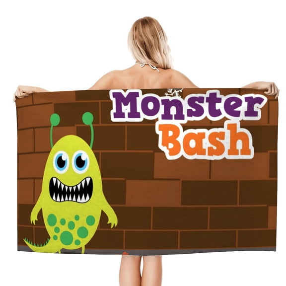 Monster Bash-theme Gifts Quick-dry Beach Towel for Women Girl Birthday Inspired Fan Bath Outdoor Music Lover31"*71"(78cm*180cm)