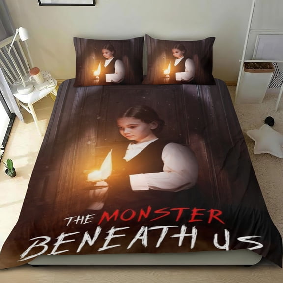 The Monster Beneath Us Themed Bed Sheet Set Three Piece Set 53x79 In ches Comfortable And Skin Friendly Unique Design Creating A Star Studded Night Home Decor Gifts For Family Friends fans