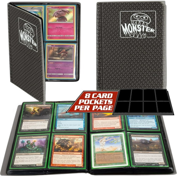 Monster Binder - 4 Pocket Trading Card Album - Holofoil Black- Holds 160 Cards