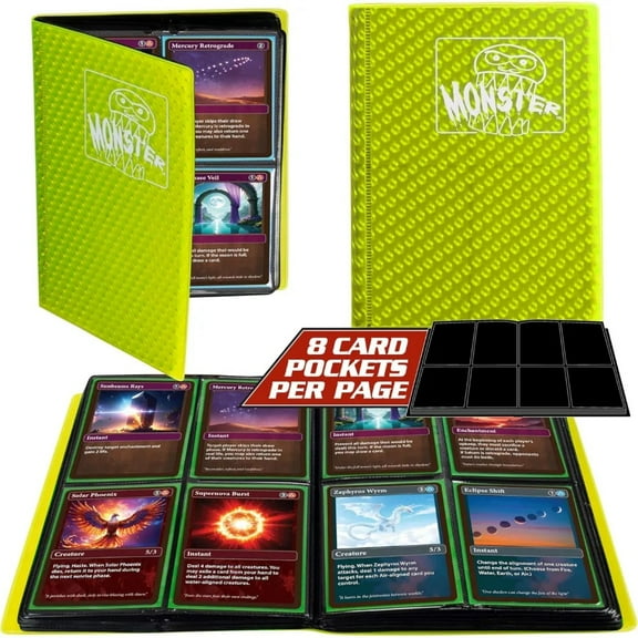 Monster Binder - 4 Pocket Trading Card Album - Holofoil Yellow - Holds 160 Cards