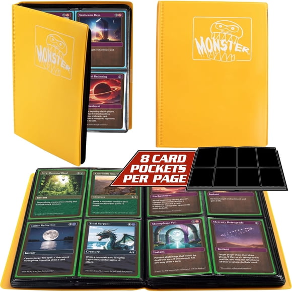 Monster Binder - 4 Pocket Trading Card Album - Matte Sunflower Orange - Holds 160 Yugioh, Magic, and Pokemon Cards