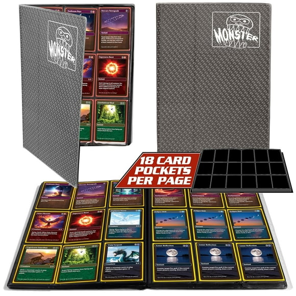 Monster Binder - 9 Pocket Trading-Card Album - Holofoil Gray - Holds 360 Yugioh-Magic-Pokemon-Cards