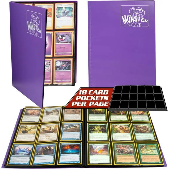 Monster Binder - 9 Pocket Trading Card Album - Matte Coral Purple - Holds 360 Yugioh, Magic, and Pokemon Cards