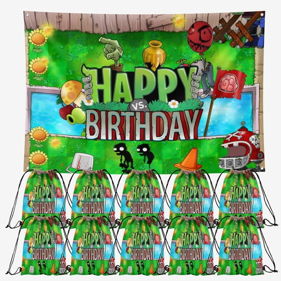 Monster Birthday Party Supplies,20 Pieces monster Candy Drawstring Bag Include Backdrop 7x5FT, Drawstring Goodie Favor Bags for Birthday Party Decorations(10.6 x 13.3 Inch)