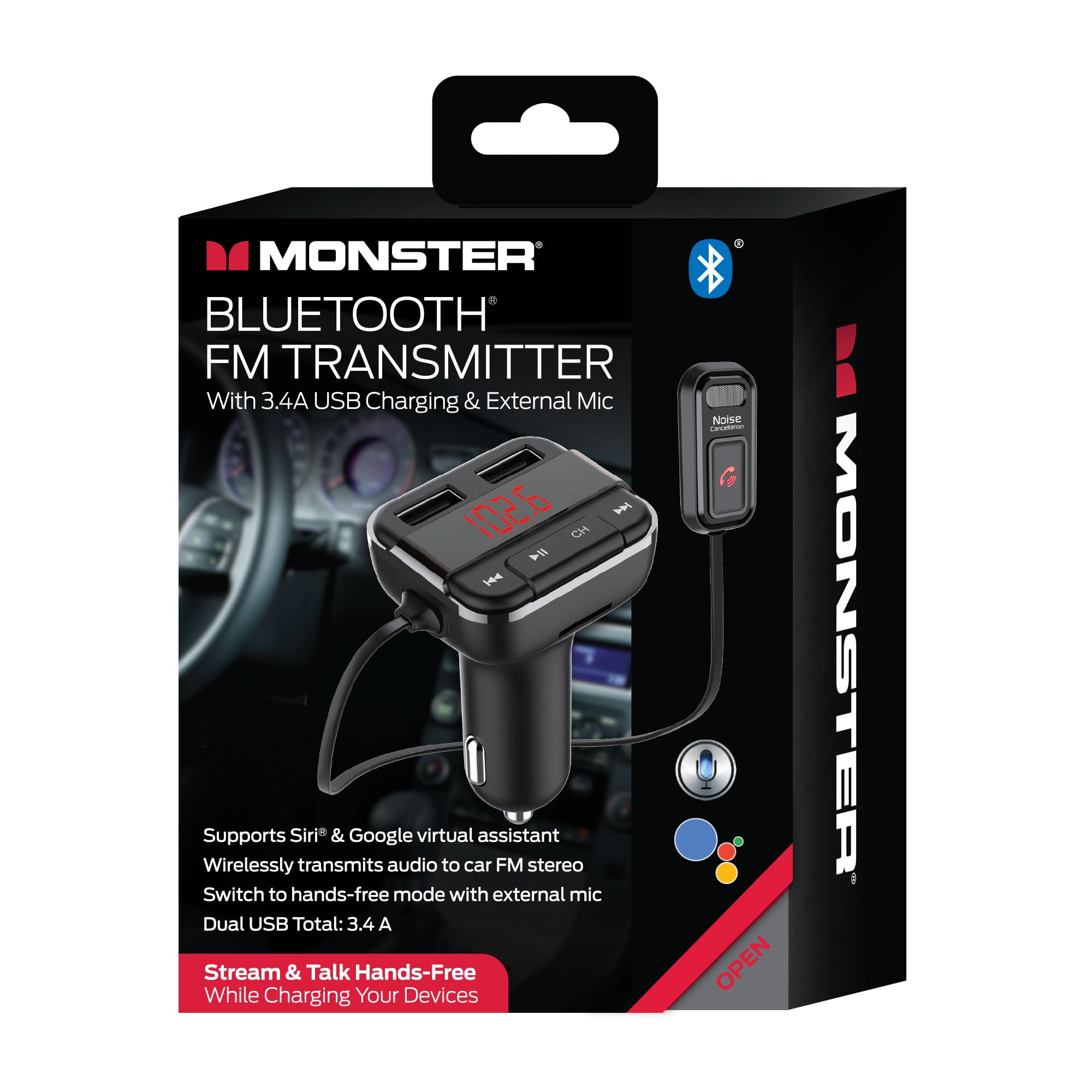 Bluetooth FM Transmitter With 3.4 Amp Charging Ports, Simultaneous Charging