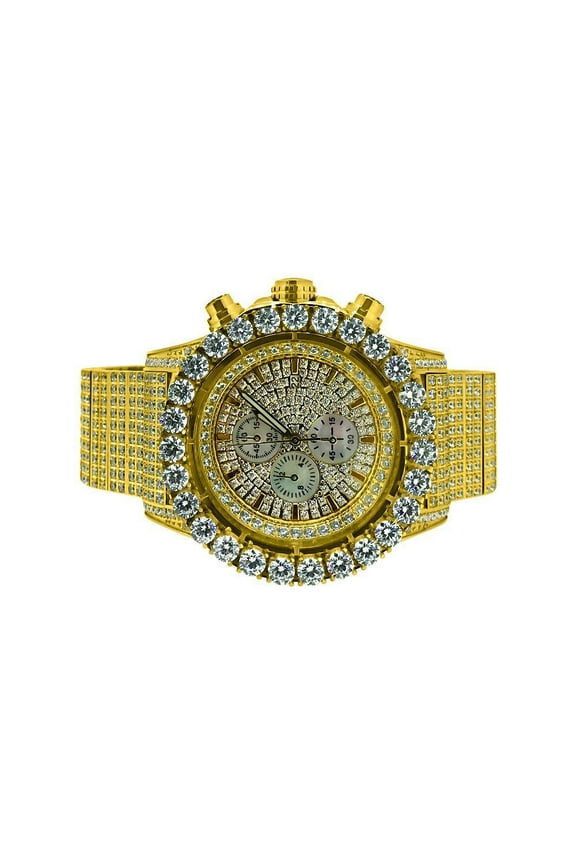 Monster CZ Iced Out Watch Gold Stainless Steel
