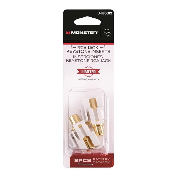 Monster Cable 3897394 Just Hook It Up Rca Keystone Jack Inserts, White