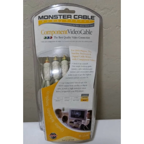 Monster Cable 8Ft Gold Plate Home Series Component Video Connection New Sealed