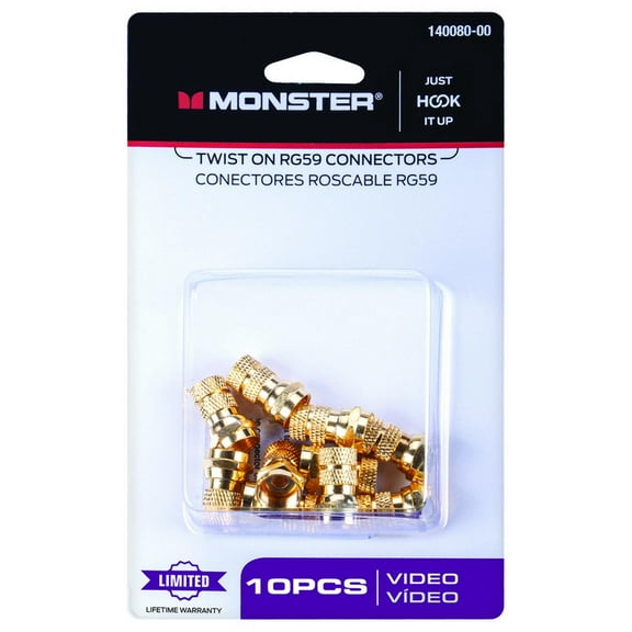 Monster Cable Coax Connectors 75 Ohm Gold Carded 10 / Pack
