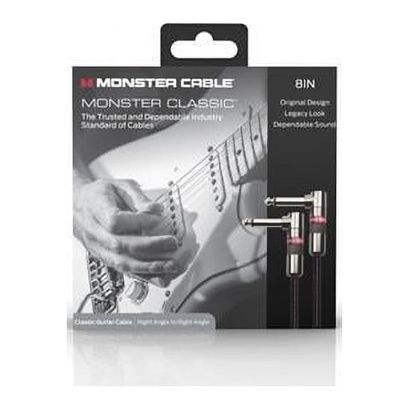 Monster Cable Prolink Classic 0.25" Instrument Cable, 8" Right Angle to Right Angle Connector