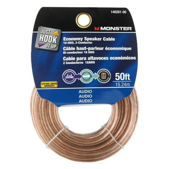 Monster Cable Speaker Wire Economy Grade 50 ' Card