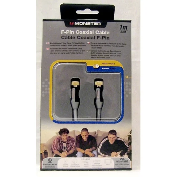 ?? Monster Cable Ultra F-Pin Coaxial Audio/Video Interconnect 3+ Coax 24Kgold??