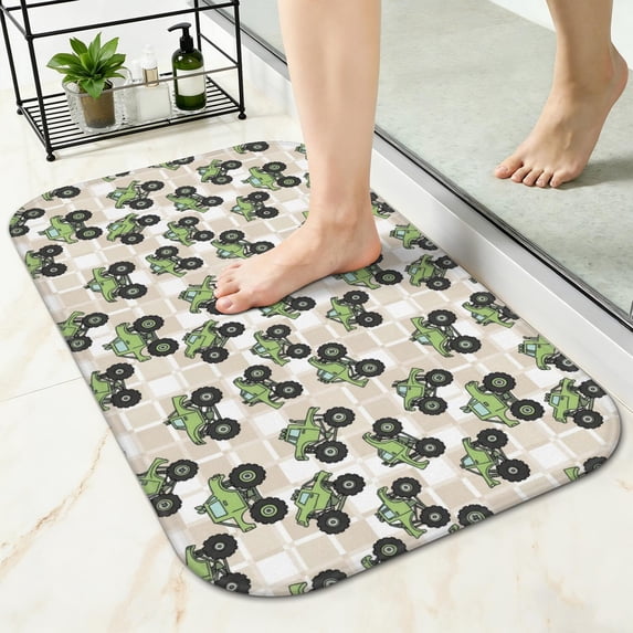 Monster Cartoon Truck Beige Pattern Non-Slip Bath Mat, Entryway Door ...