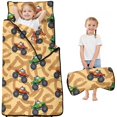 thumbnail image 1 of Monster Cartoon Truck Beige Pattern Teens Toddler Nap Mat with Pillow, Sleeping Mat Bag for Preschool Daycare 50"x20", 1 of 6