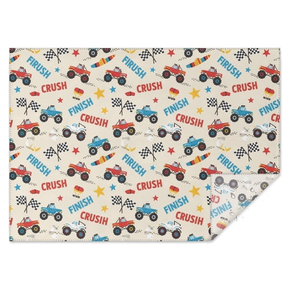 Monster Cartoon Truck Beige Pattern Waterproof Tablecloth, Rectangular ...