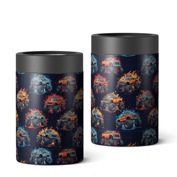 Monster Cartoon Truck Black Pattern OneSize Can Cooler 1 Pack, Vacuum ...