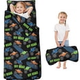 thumbnail image 1 of Monster Cartoon Truck Black Pattern Teens Toddler Nap Mat with Pillow, Sleeping Mat Bag for Preschool Daycare 59"x22", 1 of 6
