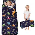 thumbnail image 1 of Monster Cartoon Truck Black Pattern Teens Toddler Nap Mat with Pillow, Sleeping Mat Bag for Preschool Daycare 60"x20", 1 of 6