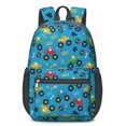 thumbnail image 1 of Monster Cartoon Truck Blue Pattern 17" School Backpacks for Teens,Waterproof Oxford Fabric,S-Shape Padded Straps for School,Travel,Hiking,Camping, 1 of 6