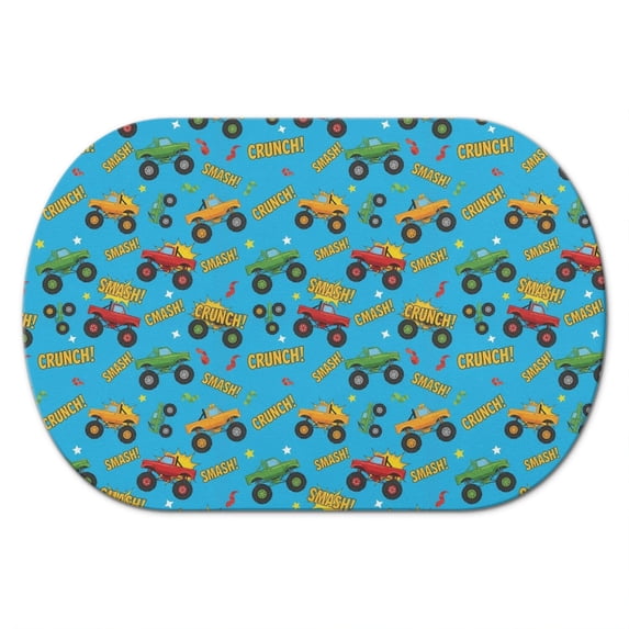 Watering Mat Monster Cartoon Truck Blue Pattern Diatomaceous Earth Bath Mat, Shower ...