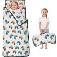 thumbnail image 1 of Monster Cartoon Truck Gray Pattern Teens Toddler Nap Mat with Pillow, Sleeping Mat Bag for Preschool Daycare 59"x22", 1 of 6