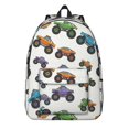 thumbnail image 1 of Monster Cartoon Truck White Pattern Backpack for School, Cute School Bag with Adjustable Shoulder Straps and Padded Back, 15.7"x11.8"x5.5", 1 of 5