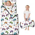 thumbnail image 1 of Monster Cartoon Truck White Pattern Teens Toddler Nap Mat with Pillow, Sleeping Mat Bag for Preschool Daycare 50"x20", 1 of 6